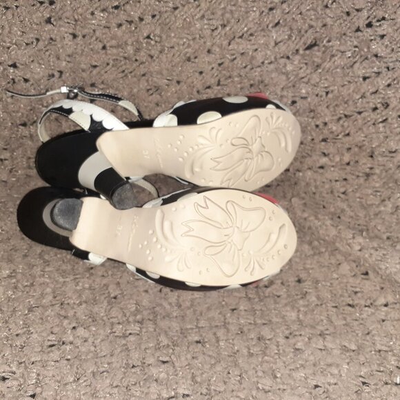 LOLA RAMONA-Angie-Rockabilly/Retro-Black/White Polka Dot-Red Bow-Sz 37-Excellent - Picture 8 of 8